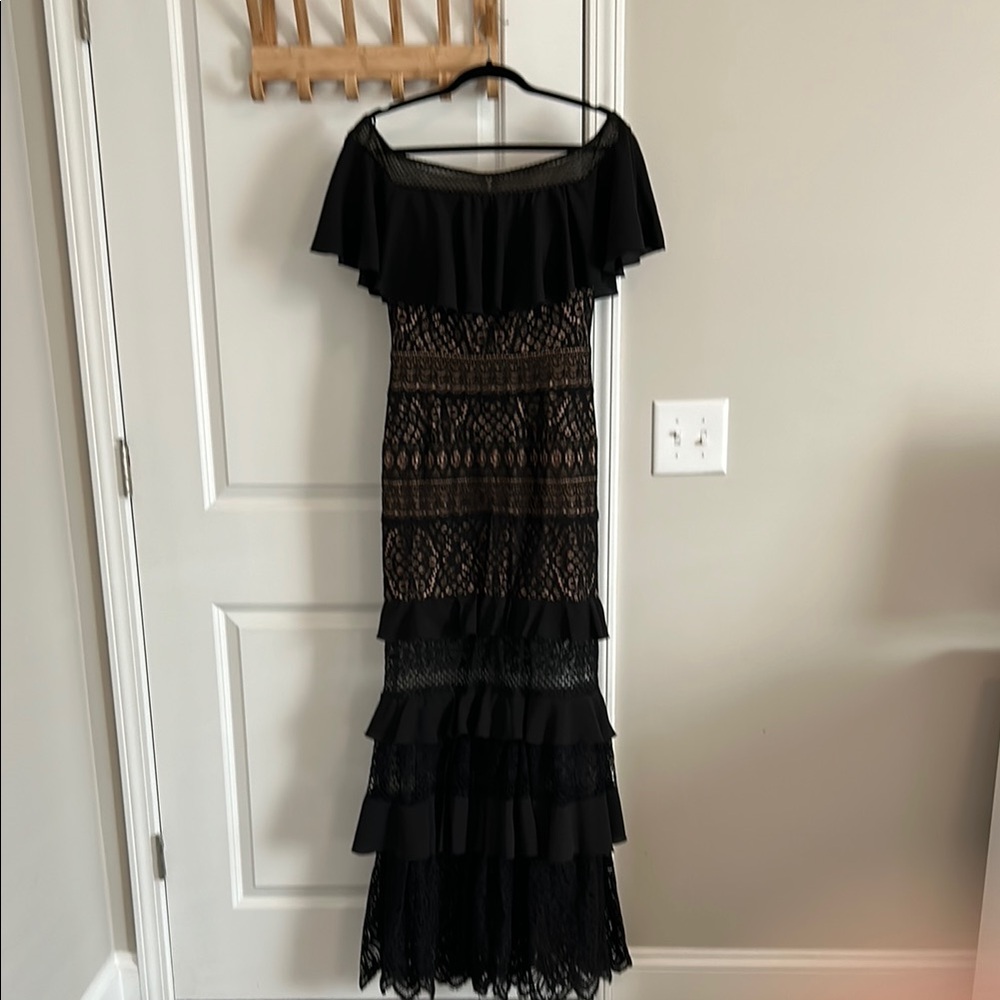 Elegant Black Lace Off-Shoulder Gown